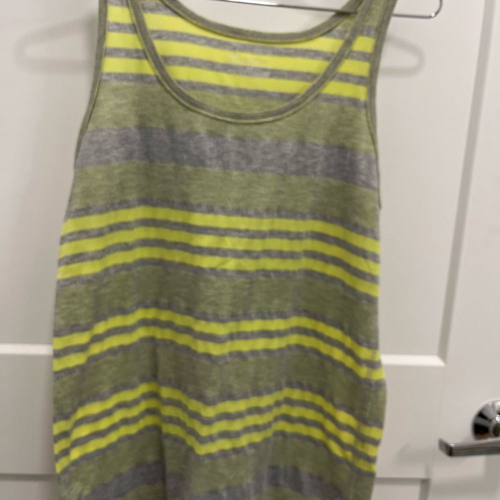 Lane Bryant Gray and Yellow Striped Tank Top